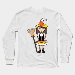 Candy Corn Witch Halloween Trick or Treat Sticker 1 Long Sleeve T-Shirt